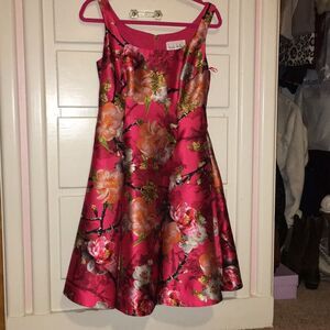 Nicole Miller Pink Floral Midi Dress